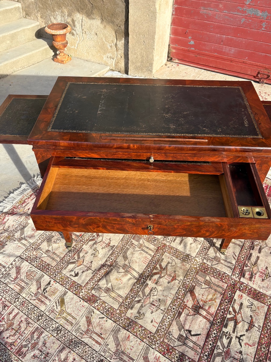 Bureau d’architecte à mécanisme en acajou époque, directoire fin XVIIIe siècle-photo-5