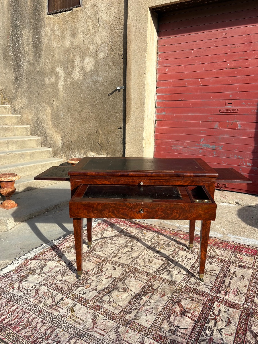 Bureau d’architecte à mécanisme en acajou époque, directoire fin XVIIIe siècle-photo-7