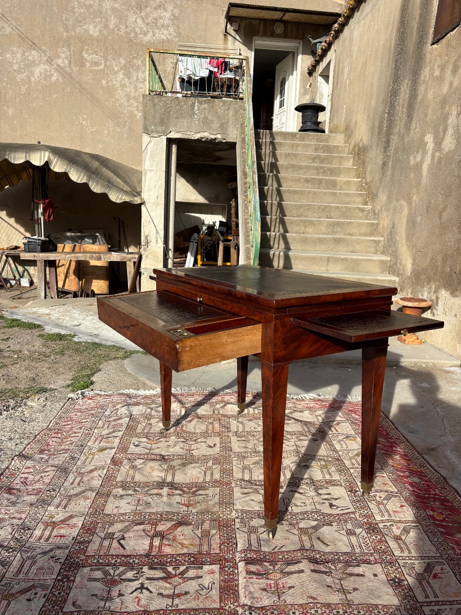 Bureau d’architecte à mécanisme en acajou époque, directoire fin XVIIIe siècle-photo-8