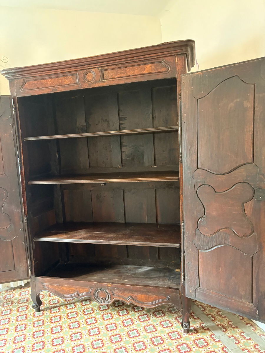 Armoire, Louis XV, en noyer et loupe de noyer d époque XVIIIe siècle-photo-3