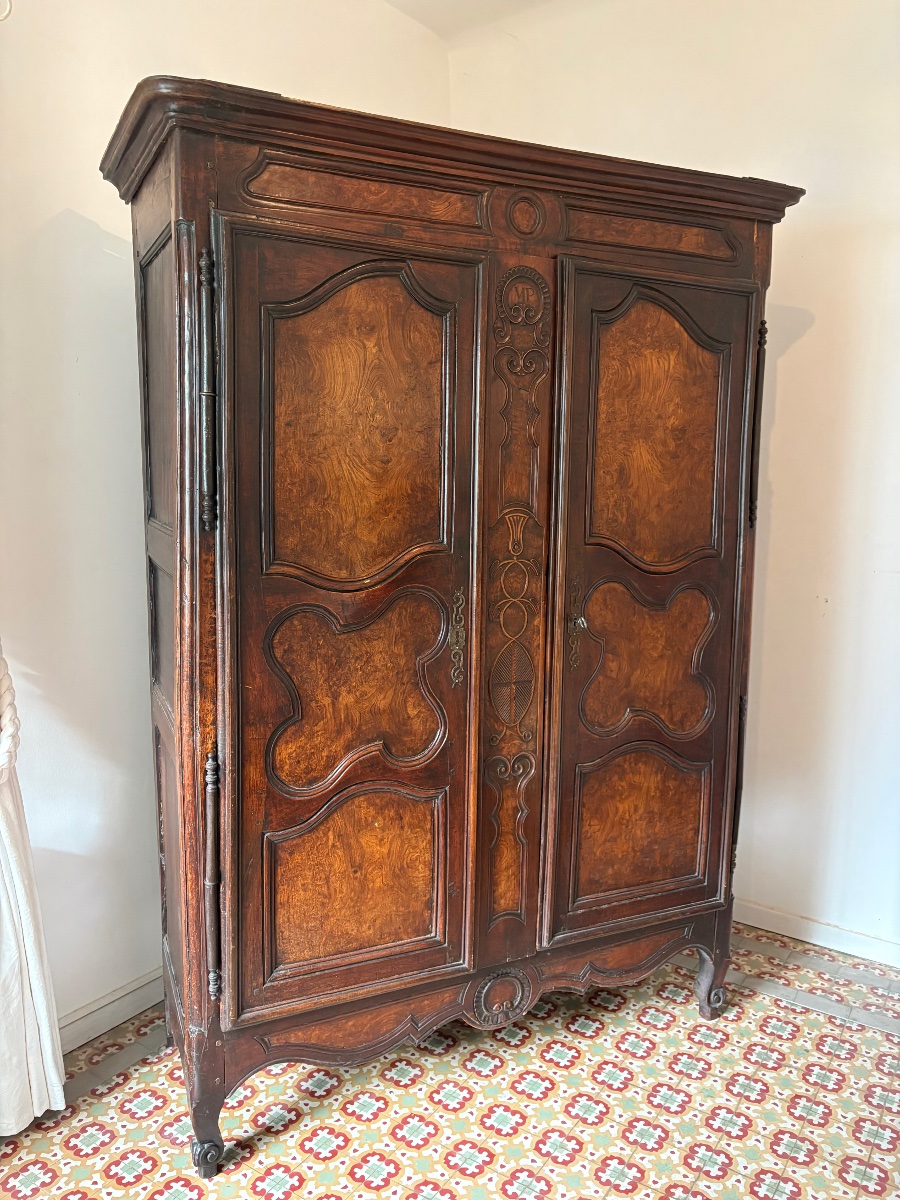 Armoire, Louis XV, en noyer et loupe de noyer d époque XVIIIe siècle-photo-4