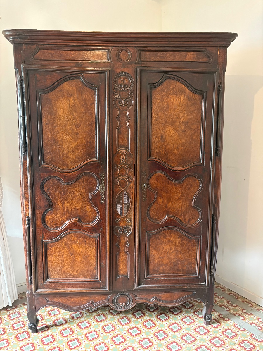 Armoire, Louis XV, en noyer et loupe de noyer d époque XVIIIe siècle-photo-6