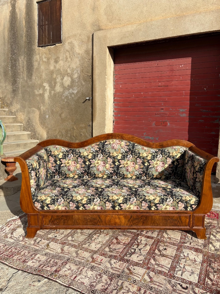 Banquette, restauration en noyer époque XIXe siècle-photo-2