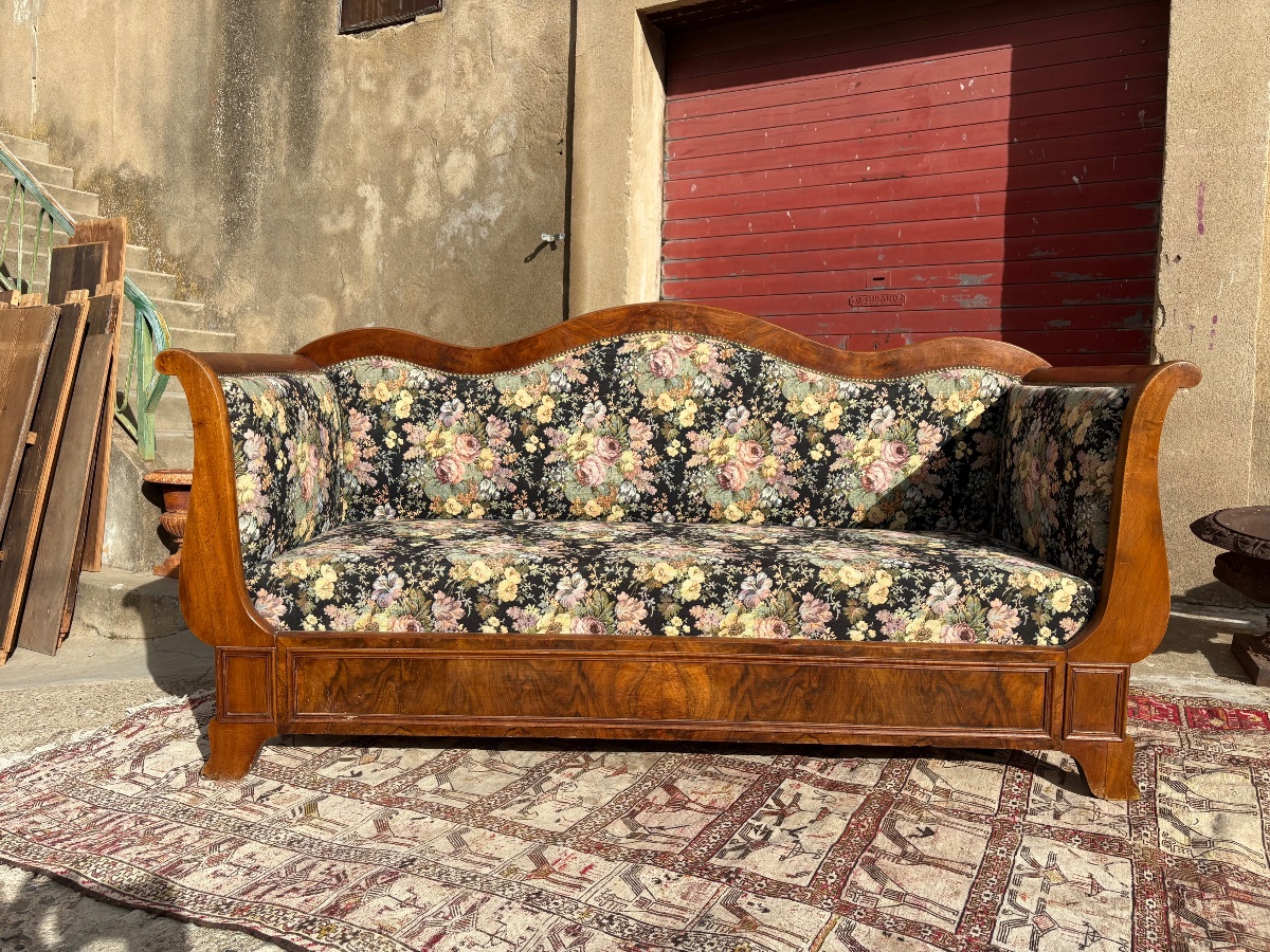 Banquette, restauration en noyer époque XIXe siècle-photo-4