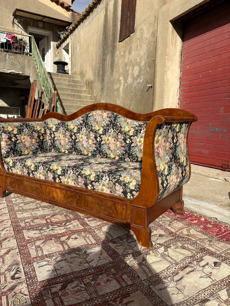 Banquette, restauration en noyer époque XIXe siècle-photo-2