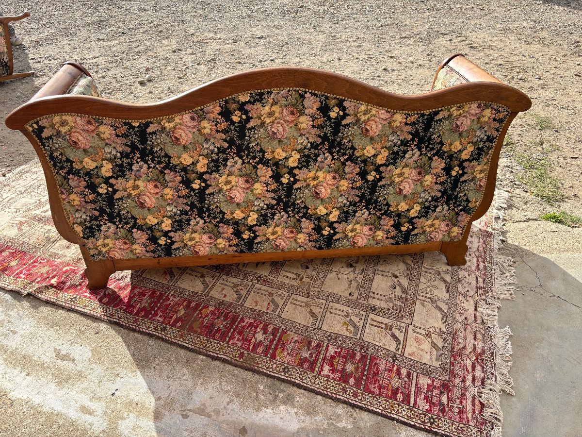 Banquette, restauration en noyer époque XIXe siècle-photo-4