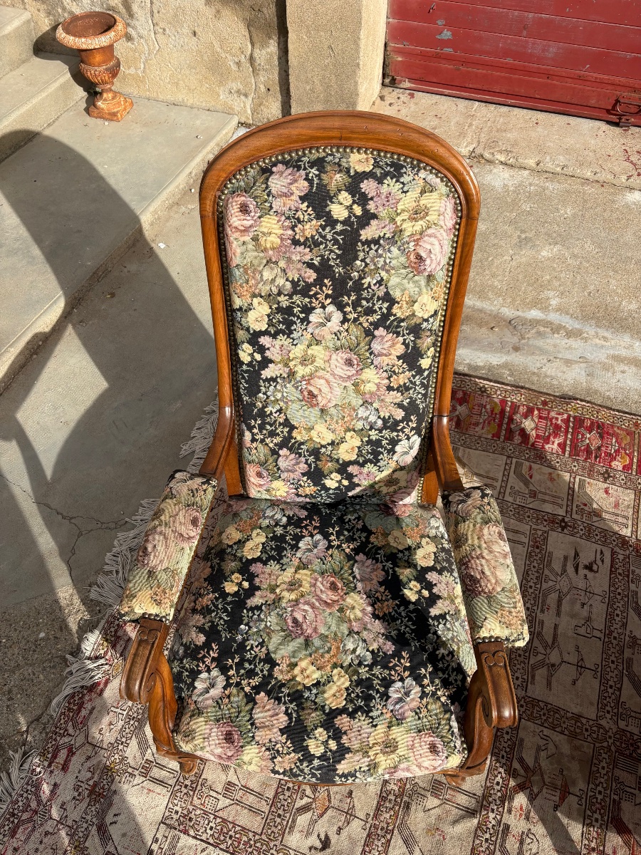 Paire de fauteuils Voltaire, restauration en noyer d’époqueXIXe siècle-photo-1