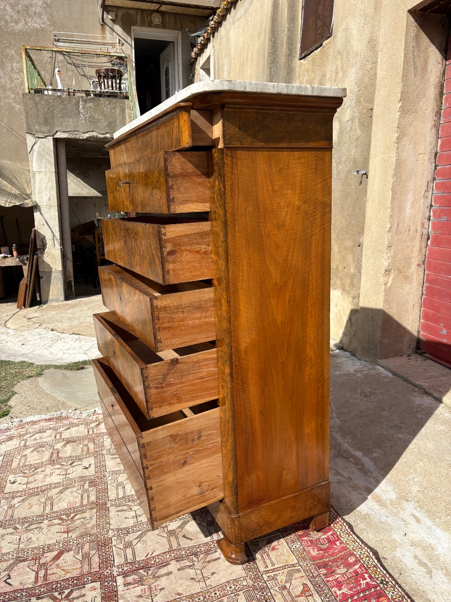 Semainier en ronce de noyer, restauration d’époque XIXe siècle-photo-3