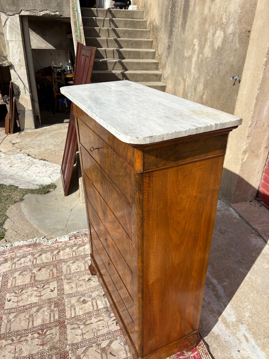 Semainier en ronce de noyer, restauration d’époque XIXe siècle-photo-4