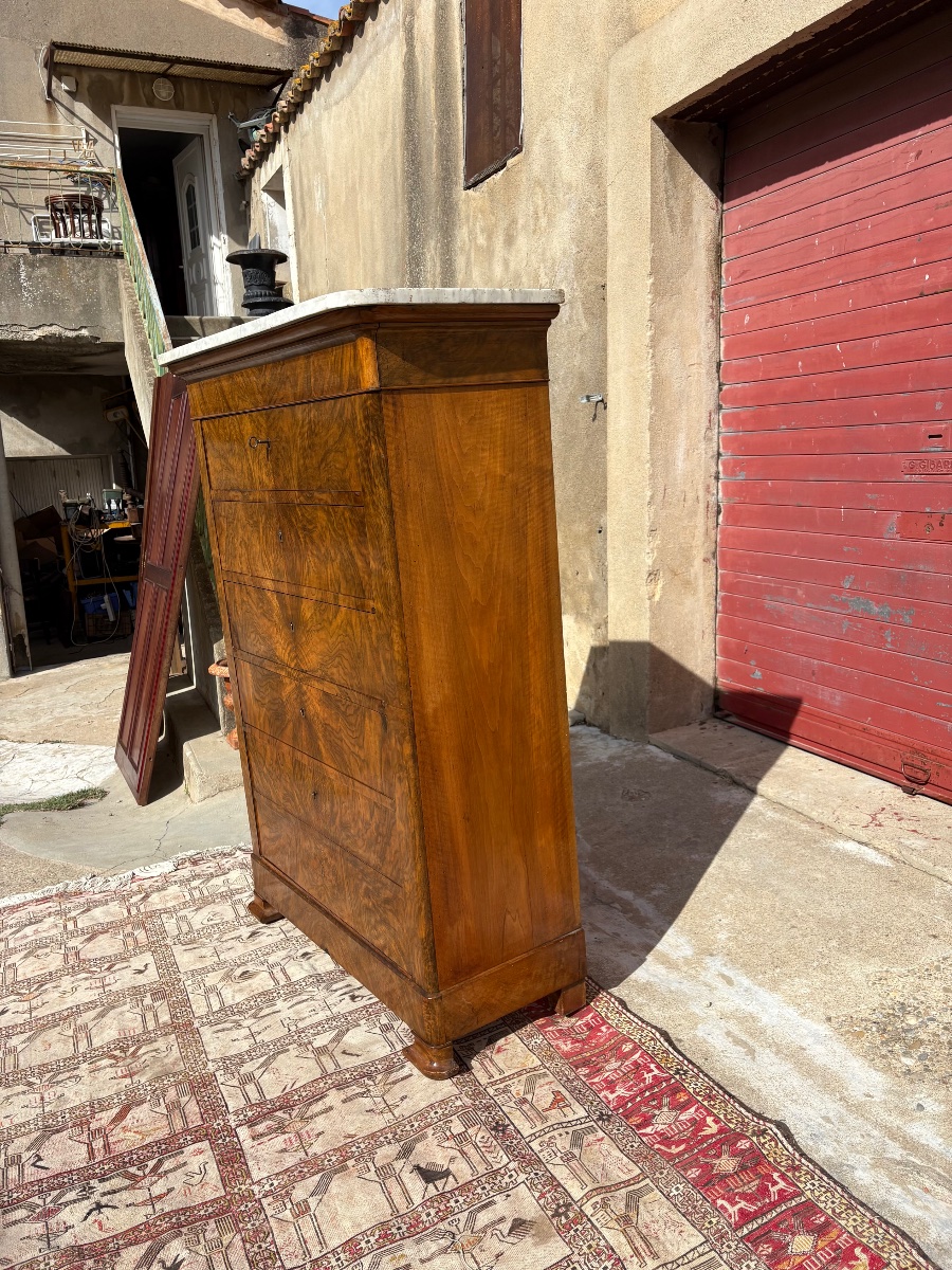 Semainier en ronce de noyer, restauration d’époque XIXe siècle-photo-2