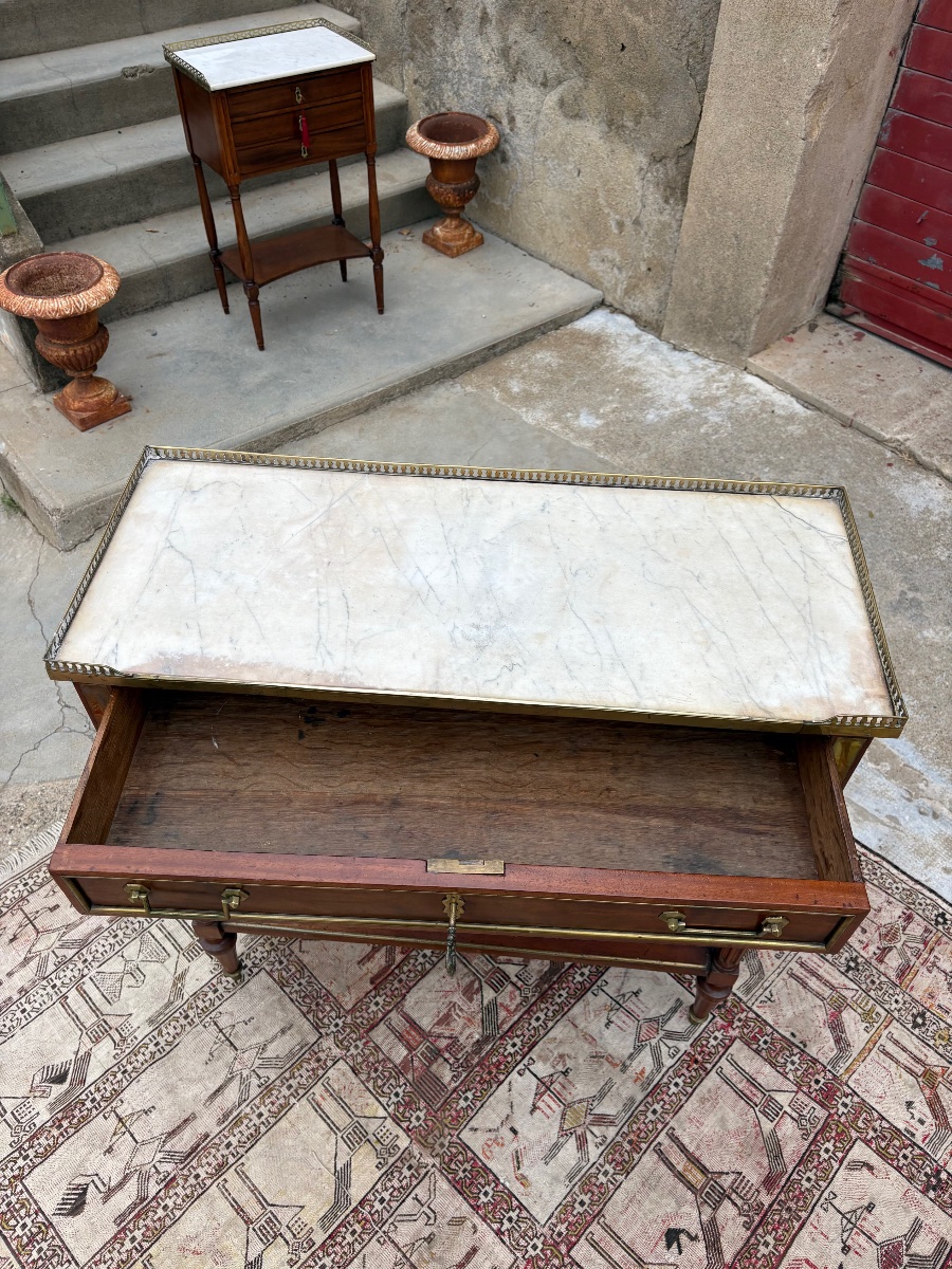Louis XVI Console Table, Made Of Mahogany, Dating From The 18th Century-photo-1