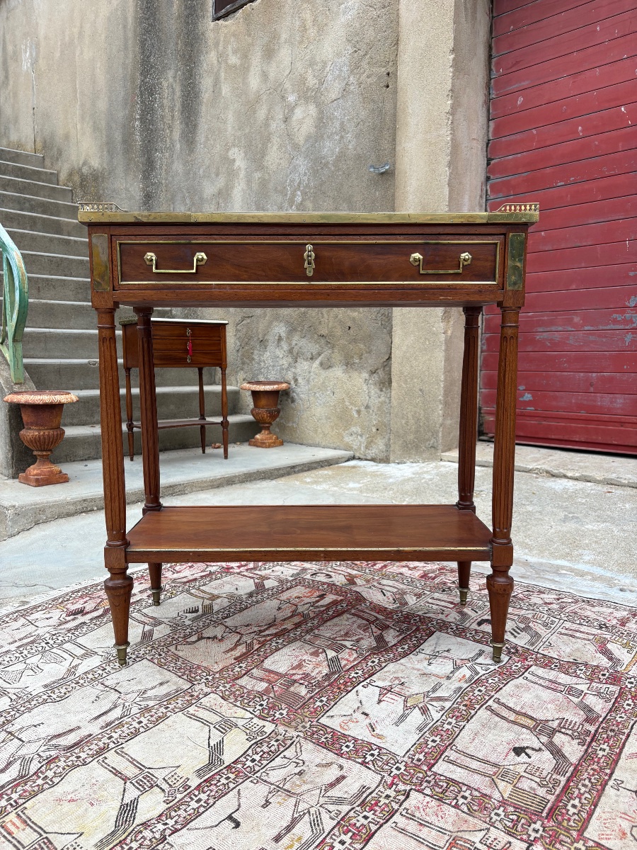 Louis XVI Console Table, Made Of Mahogany, Dating From The 18th Century-photo-5