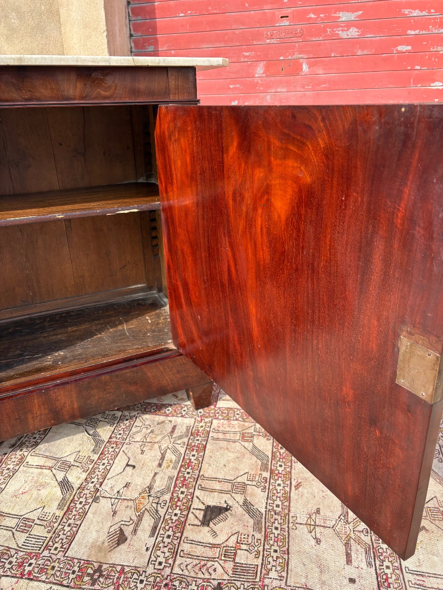 Meuble d’appui en acajou et marbre époque XIXe siècle-photo-4