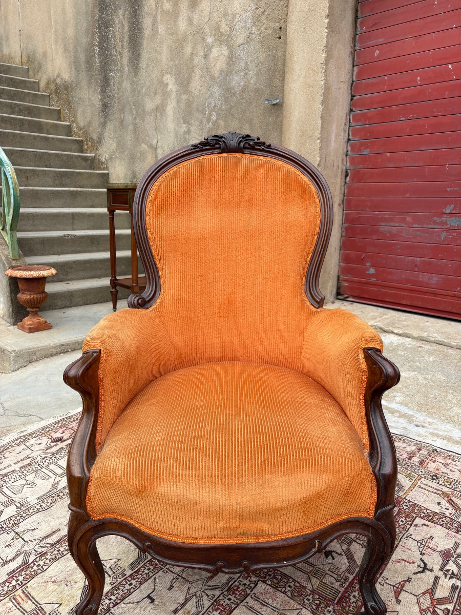 Bergère, Napoléon III, en acajou époque XIXe siècle-photo-2