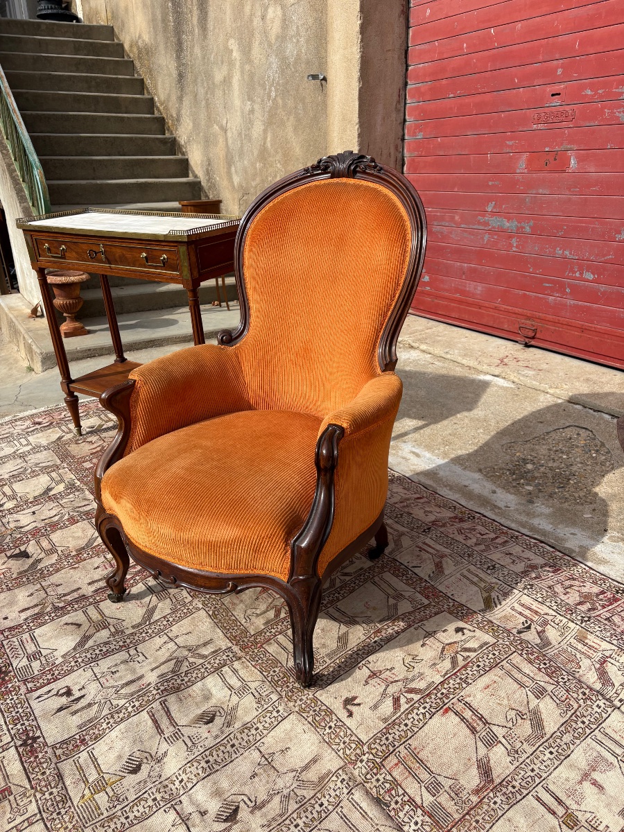 Bergère, Napoléon III, en acajou époque XIXe siècle-photo-4