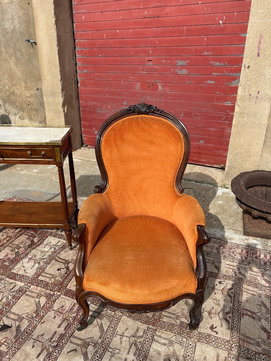 Bergère, Napoléon III, en acajou époque XIXe siècle-photo-2