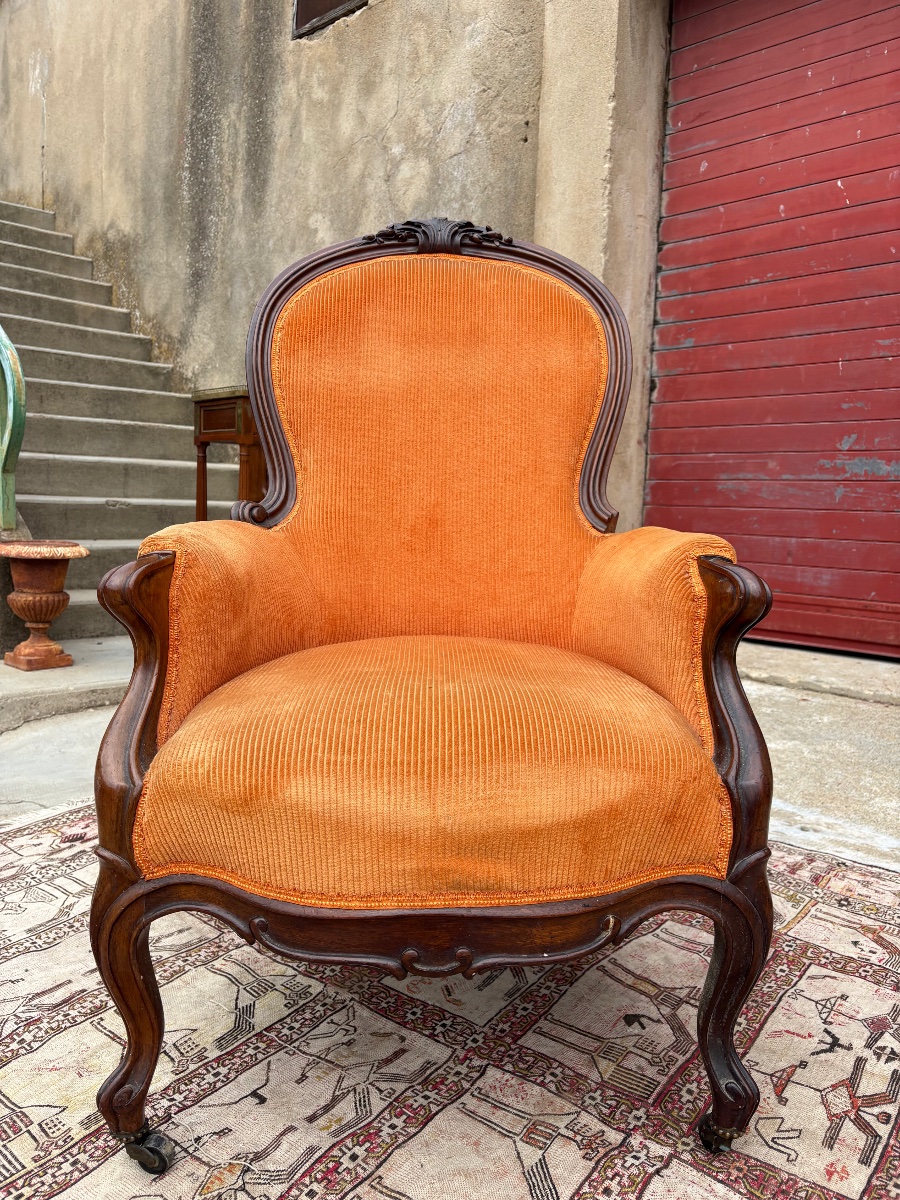 Bergère, Napoléon III, en acajou époque XIXe siècle-photo-5