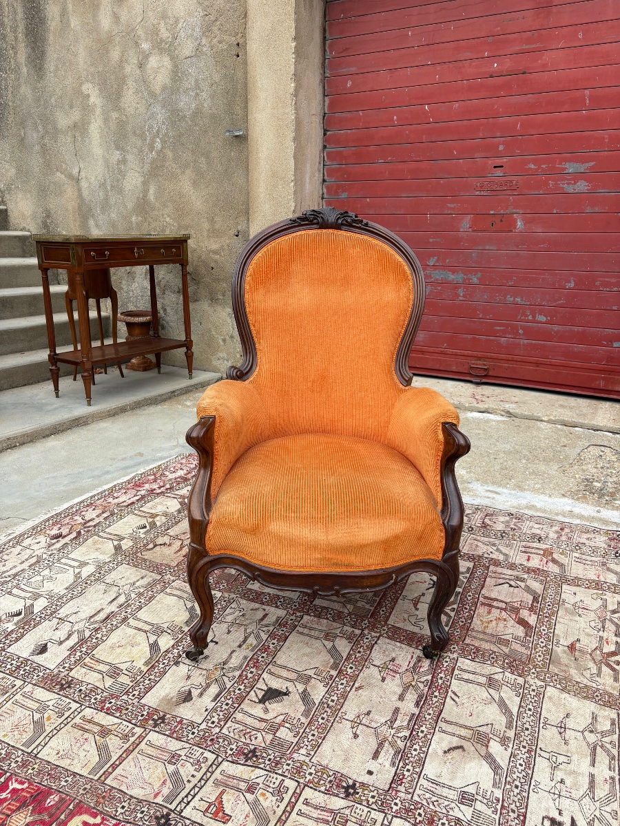 Bergère, Napoléon III, en acajou époque XIXe siècle-photo-6