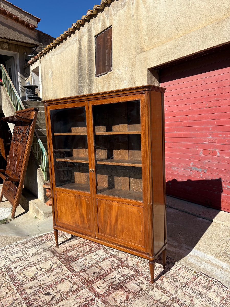 Bibliothèque, Louis XVI, en acajou époque, 1900-photo-1