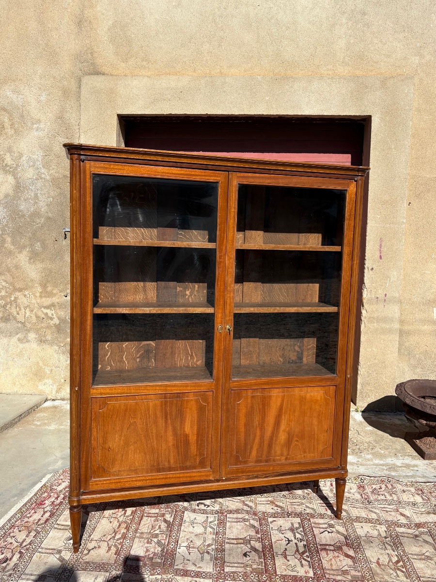 Bibliothèque, Louis XVI, en acajou époque, 1900