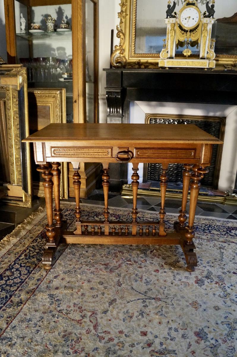 Bureau, Table écriture Napoleon III en noyer, d'époque XIXé