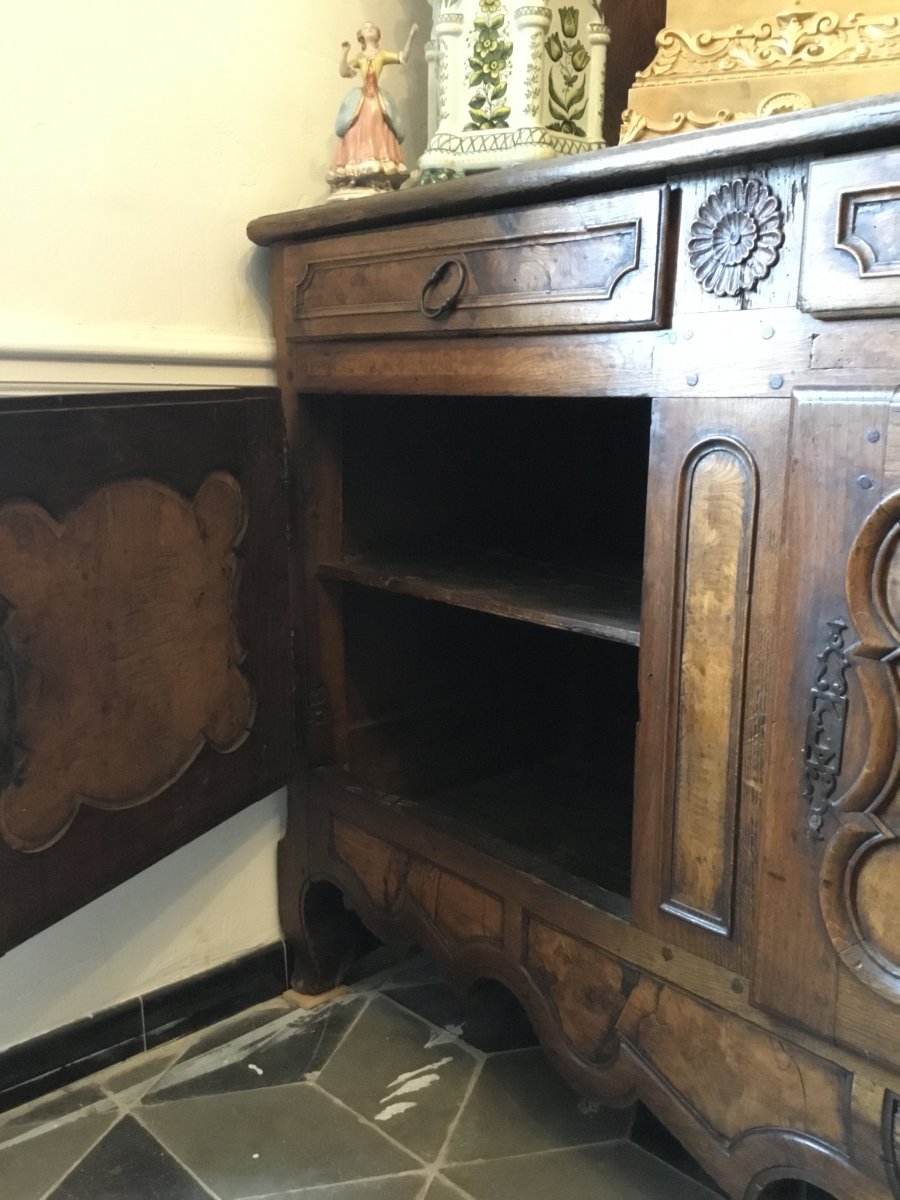 Buffet, Bressan Dresser In Walnut And Elm Loupe XVIIIth Time-photo-2