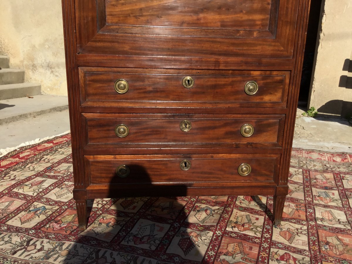 Louis XVI Secretary In Mahogany Eighteenth Time-photo-2