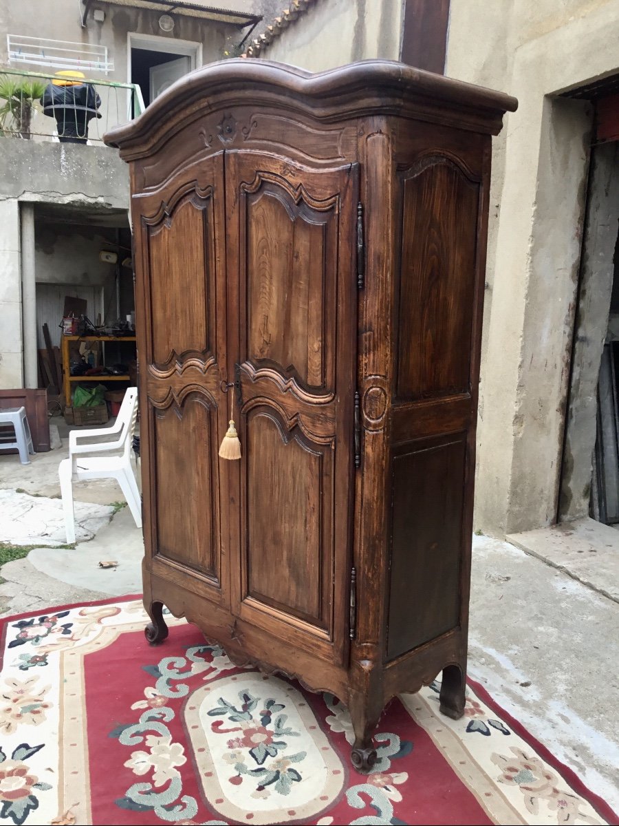 Petite Armoire Chapeau De Gendarmes Louis XV En Noyer époque 18ème -photo-1