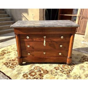 Empire Chest Of Drawers In Solid Walnut 19th Century