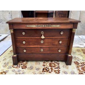 Empire Chest Of Drawers In Walnut D 19th Century