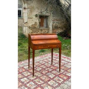 Small Cylinder Desk In Marquetry, 1900 Period