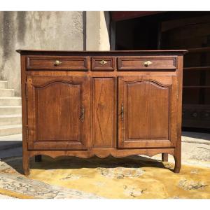 Sideboard, Louis XV Style Buffet In Oak From The Nineteenth Time