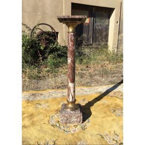 Red Marble Column From Languedoc, 19th Century