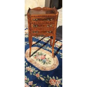 Small Louis XV Style Commode, In Burl Walnut, 1950 Period.