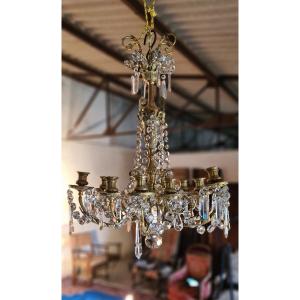 Empire Chandelier With Twelve Lights In Bronze From The 19th Century