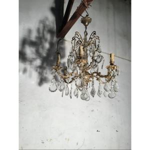 Lustre En Bronze De Style Louis XV, En Cristal D’époque 19emsiècle 