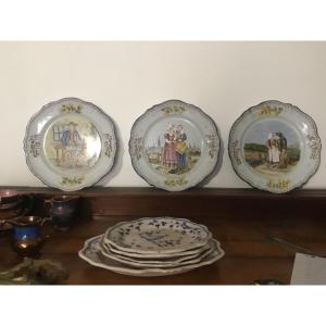 Suite Of Three Dishes, Quimper, Hb Henriot 20th Century 