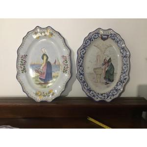 Suite Of Two Hb Dishes, Henriot, Quimper 20th Century 