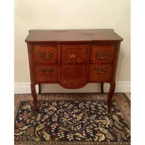 Commode,, Sauteuse Transition Louis XV, Louis XVI, En Marqueterie époque 19emsiècle 