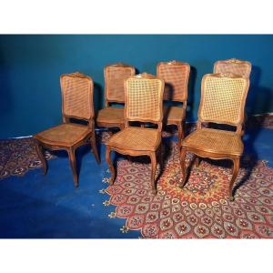 Set Of Six Cane Chairs In Regency Style 19th Century 