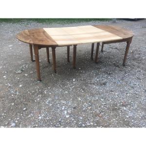 Table,, A Volé, à10  Pieds De Salle à Manger En Noyer, Directoire D’époque 18ème.