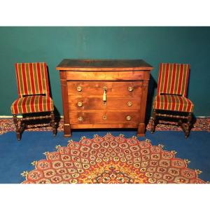 Commode, Directory In Walnut 18th Century 