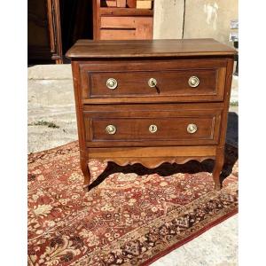 Commode, Sauteuse, Louis XV, Louis XVI, Provencal Transition In Walnut, 18th Century.
