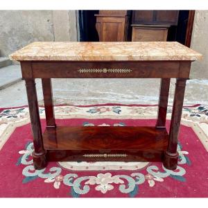 Console, Empire In Flamed Mahogany Stamped Durant, From The 19th Century