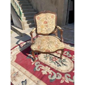 Armchair, Louis XV, In Walnut D 18th Century 