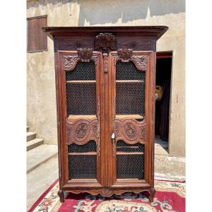 Bookcase,,, Louis XV Mesh Wedding Oak, 18th Century