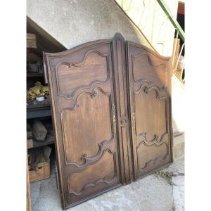 Paire De Portes Louis XV En Chêne D époque  XVIIIem Siècle 