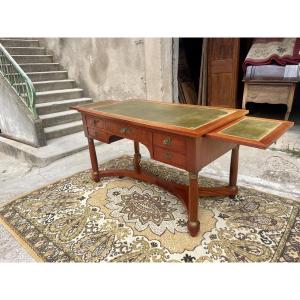 Empire Double-sided Desk In Blond Mahogany, Period, 1900