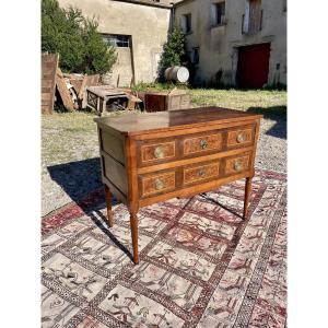 Commode,,, sauteuse en noyer d’époque, Louis XVI ,18em siècle 