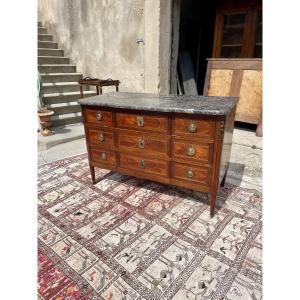 Louis XVI Chest Of Drawers In Marquetry, 18th Century 